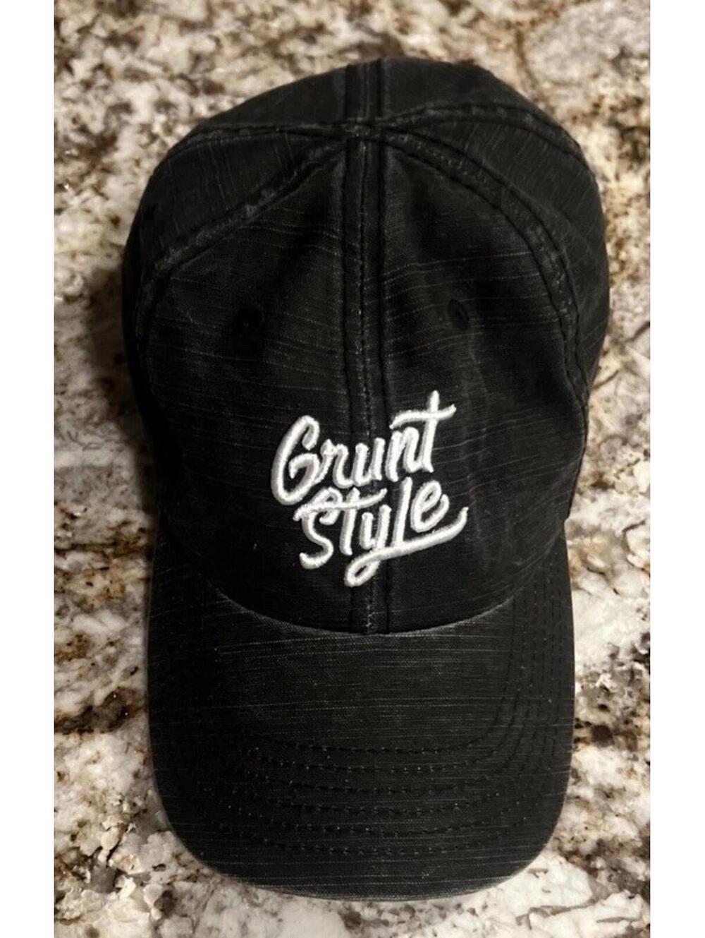 Very Good - GRUNT STYLE - GS Distressed Baseball Cap Black Mens OSFM Adjustable